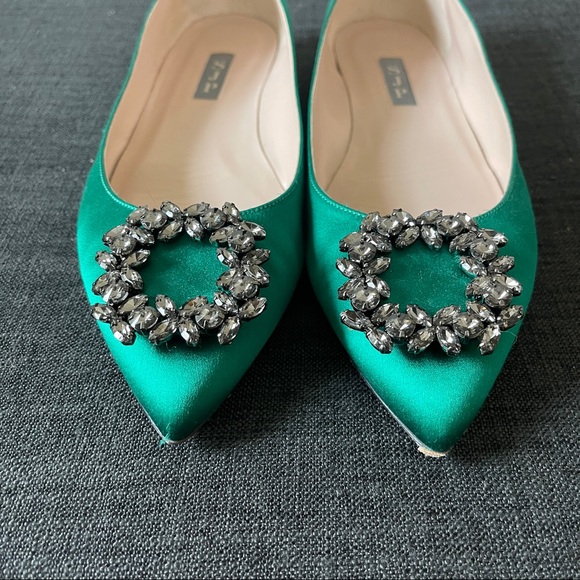SJP Divine flats in Green Satin - Picture 5 of 16